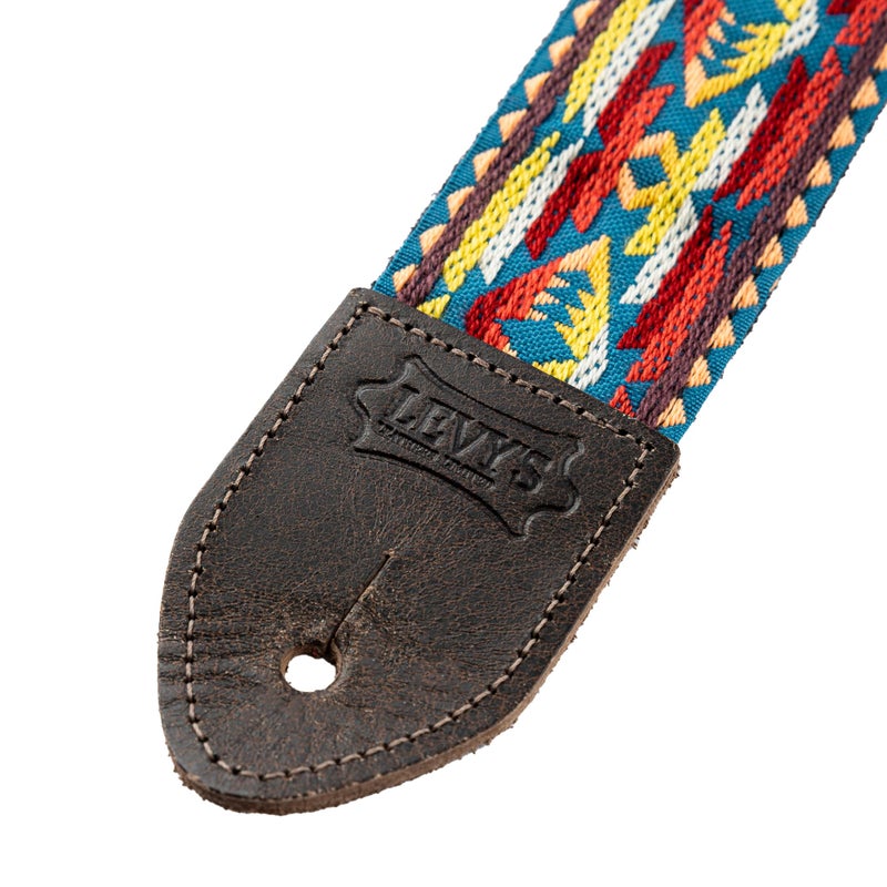 Levy's Leathers 2" Vintage Hootenanny Jacquard Weave Guitar Strap with Garment Leather Backing (M8HTV-22) - Image 3